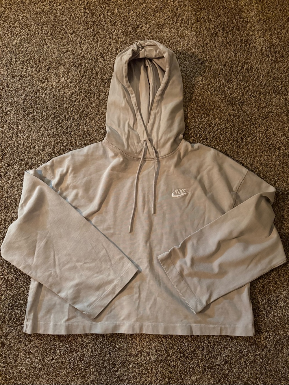 Nike Light Gray Hooded Windbreaker-Style Pullover
